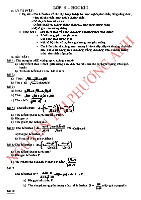 Ôn tập Toán Lớp 9 - Học kì I